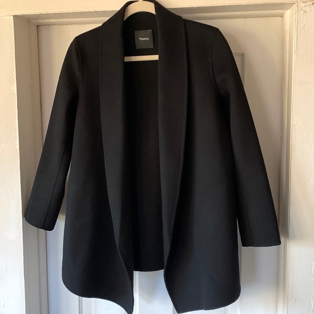 Theory wool cashmere open front jacket small P